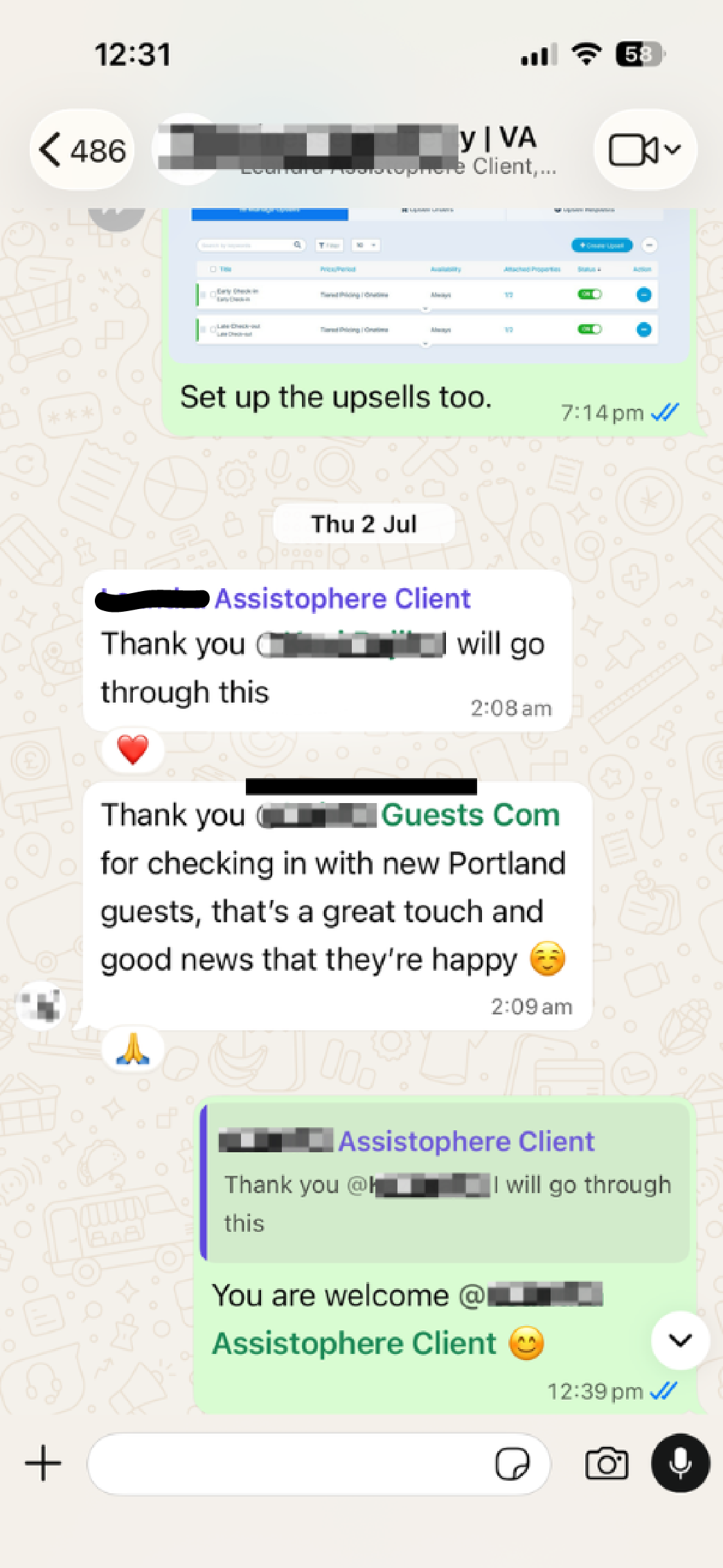Assist BNB Host WhatsApp Review 01 - Upsells and Guest Check-in Care